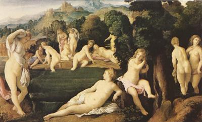 Palma Vecchio Diana discovers Callisto's Misdemeanour (mk08) oil painting image